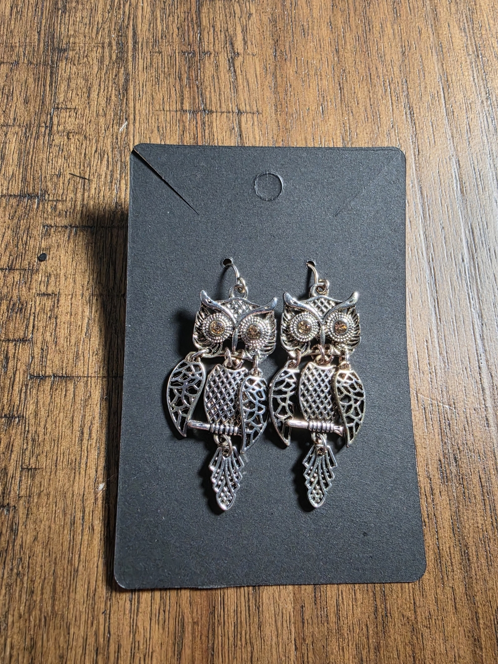 Silver-Tone Owl Drop Earrings - Silver